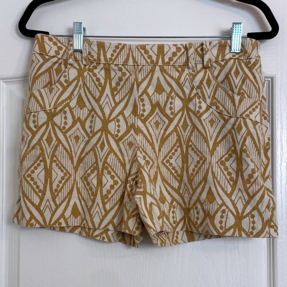 Anthropologie Elevenses Tiled Tide Geometric Tribal Mandala Shorts Size 6 Boho